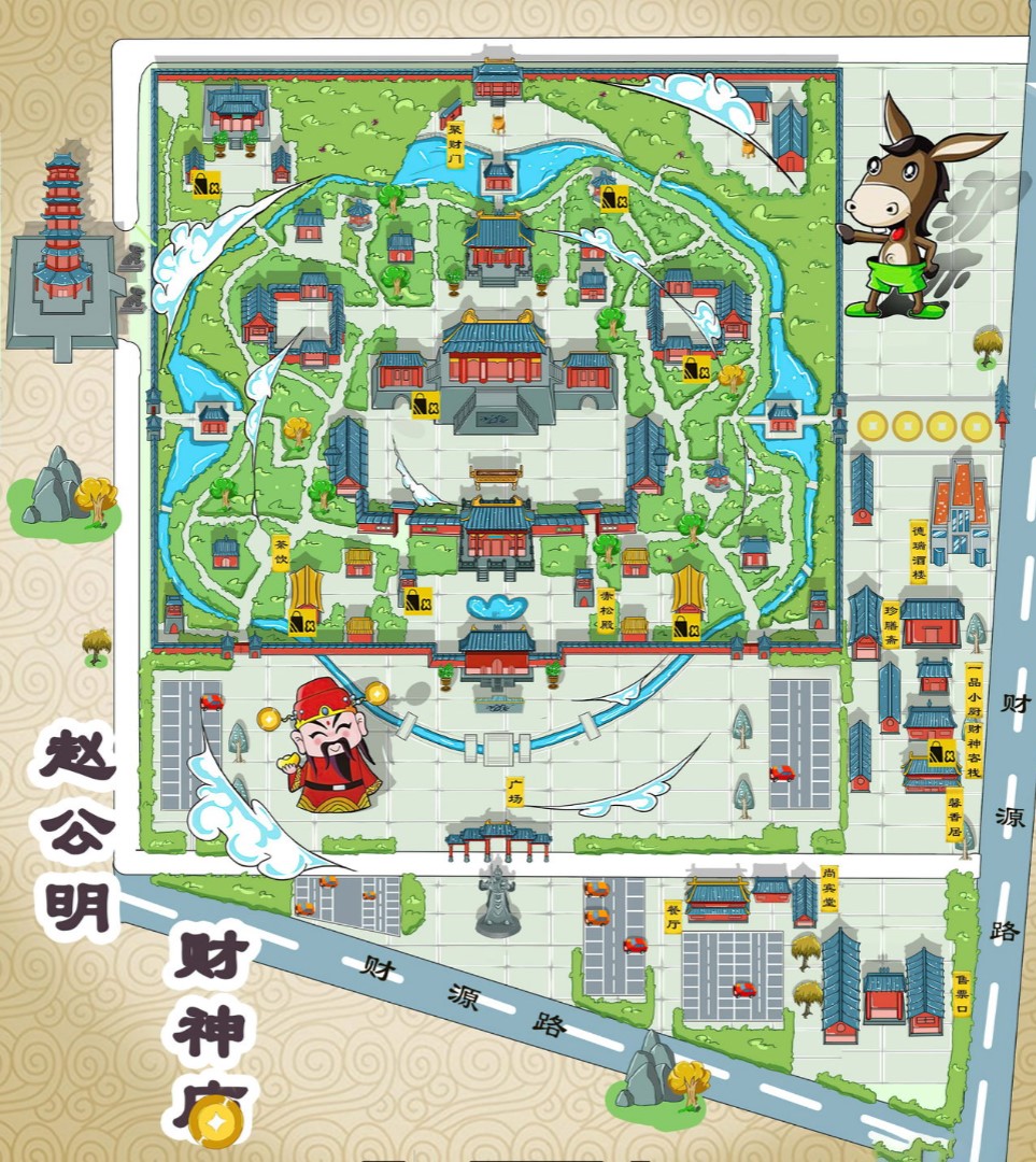宁河寺庙类手绘地图